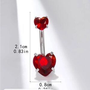 Belly/Navel Ring- Stainless Steel Red Heart Zirconia Navel ring nwt